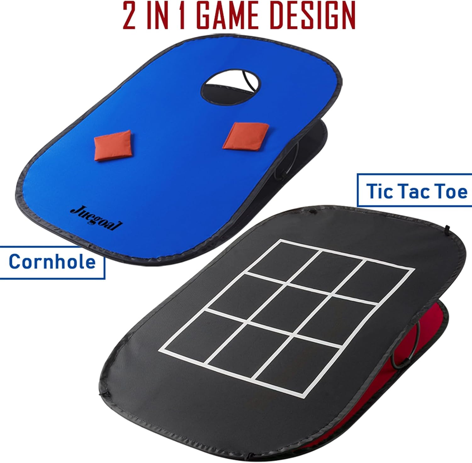 3x2ft Collapsible Portable Cornhole Game Set with 2 Cornhole Boards, 10 Bean Bags, Carrying Bag, and Tic Tac Toe Game