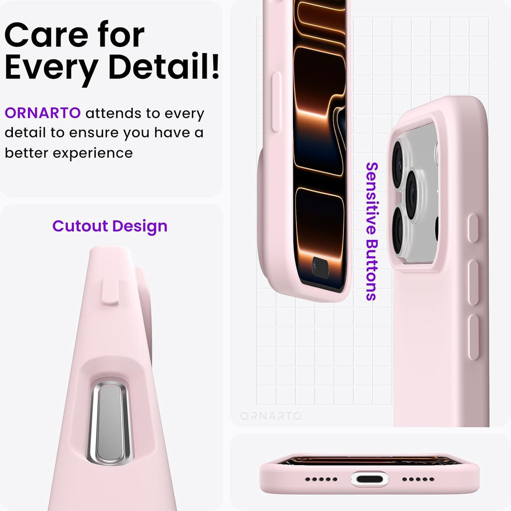 Compatible with iPhone 17 Pro Case 6.3", Slim Liquid Silicone 4 Layers Full Covered Soft Gel Rubber Shockproof Cover
