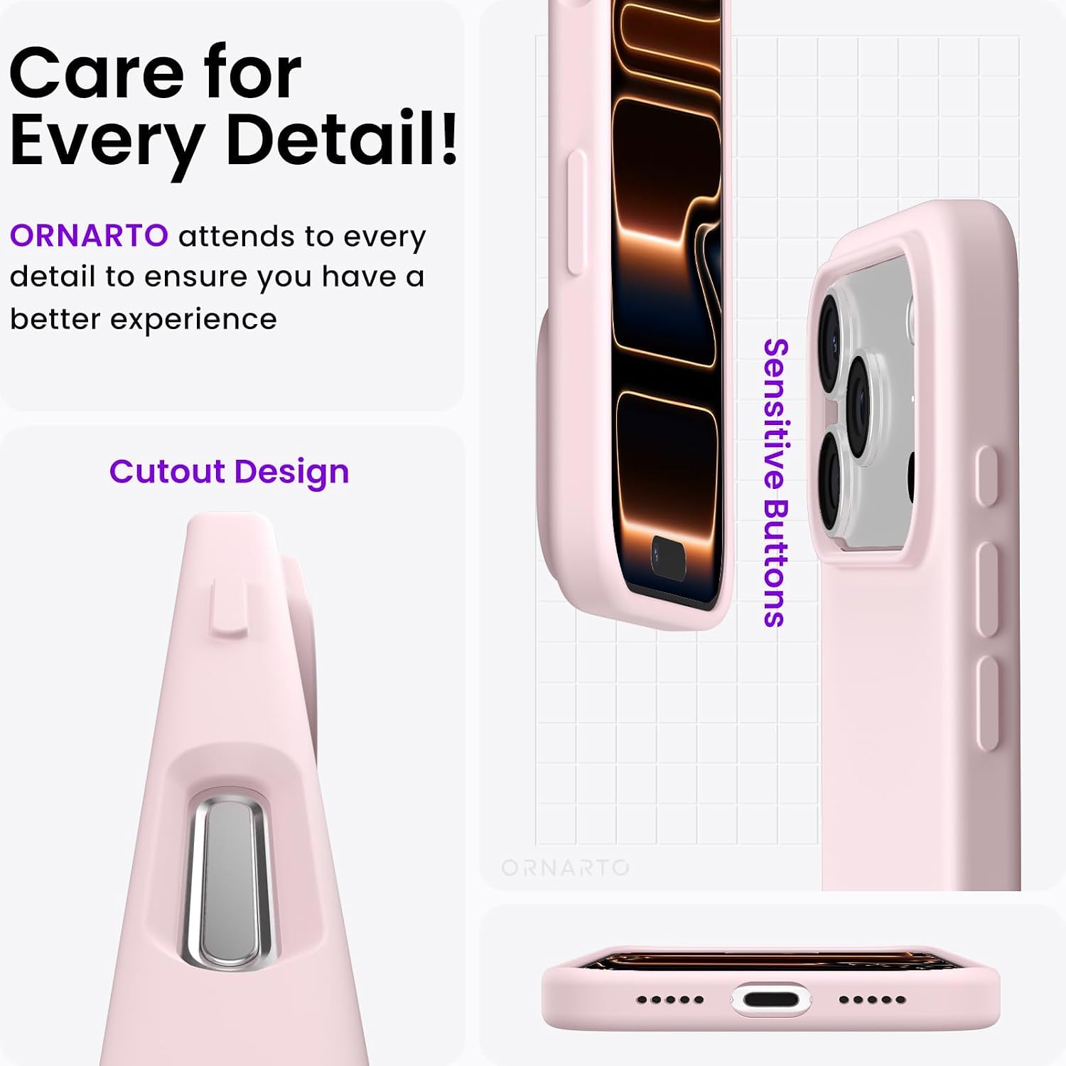 Compatible with iPhone 17 Pro Case 6.3", Slim Liquid Silicone 4 Layers Full Covered Soft Gel Rubber Shockproof Cover