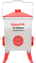 3.6 Gal Chicken Feeder with 4 No-Waste Ports - 3 Height Adjustable