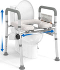 Raised Toilet Seat with Handles, Toilet Seat Riser for Seniors with Adjustable Height & Width, 400lb Handicap