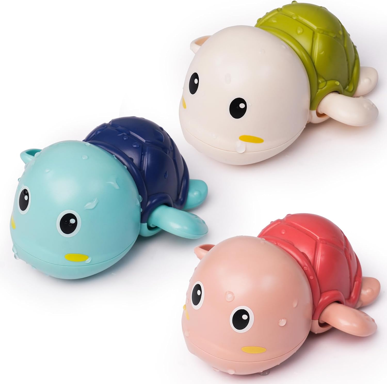 Bath Toys 3 Pack with 3 Colors | Cute Swimming Turtles Wind Up Toys for Baby Toddlers 1+ Years Old | Floating Bath &