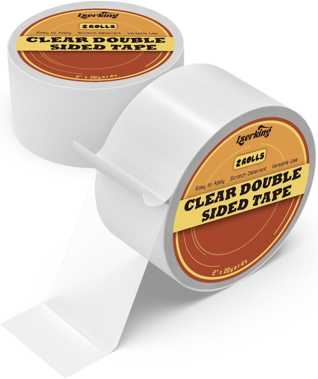 Clear Double Sided Tape 2 Rolls Clear Removable Wall Safe Heavy Duty Double Sides Self Sticky Wall Fabric Tape for