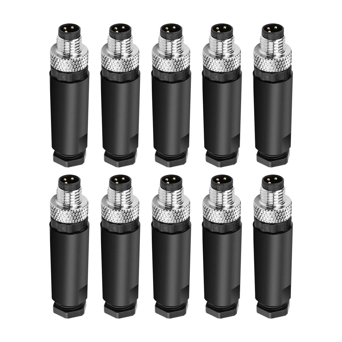 10Pcs M8 3Pin Male Industrial Aviation Connector (A-Code) Waterproof, Sensor Plug Field-Assemblable 8mm Circular Socket Panels Adapter IP67