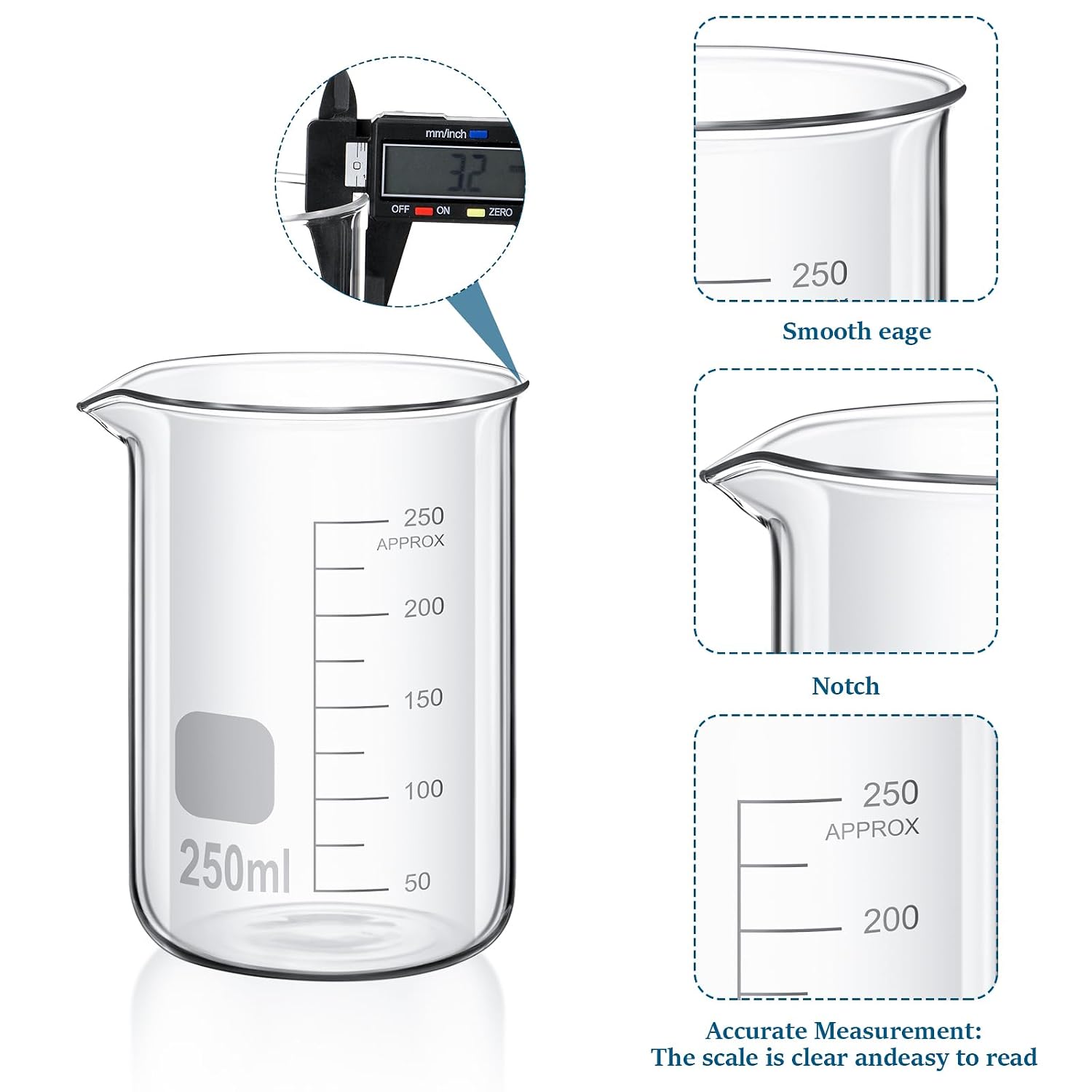 20 Pcs 50/100/250/500/1000ml Lab Glassware Beaker Set Include Graduated Cylinder, Glass Beaker Set, Glass Dropper