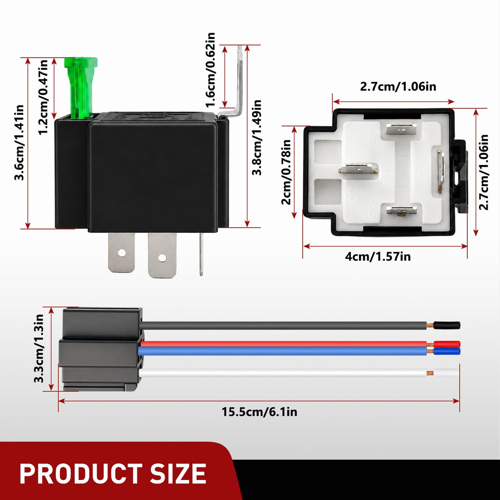 5 PCS 30A Fused Relay w/Socket 4 Pin SPST Interlocking Relay
