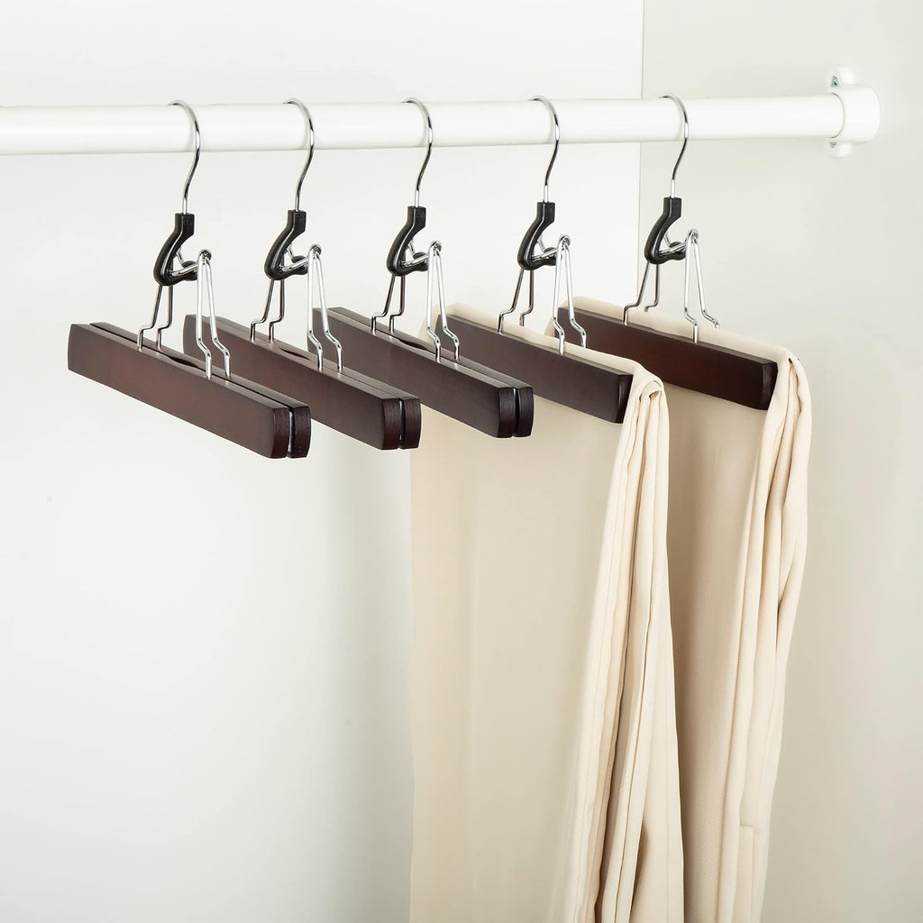 Wooden Pants Hangers Closet Organizer, Cherry, 10-Pack