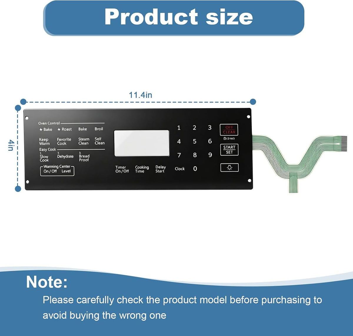 DG34-00030A Membrane Switch Touchpad Replacement for Samsung Range Oven NE59J7630SS/AA-00、NE59J7630SB/AA-00、NE59J7630SG/AA-00，Replaces AP5967636 PS11720662 EAP11720662 PD00040719 4010969