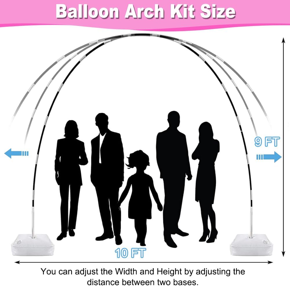 Balloon Arch Kit and Balloon Pump, 9Ft Tall & 10Ft Wide Adjustable Balloon Arch Stand Kit with Electric Pump