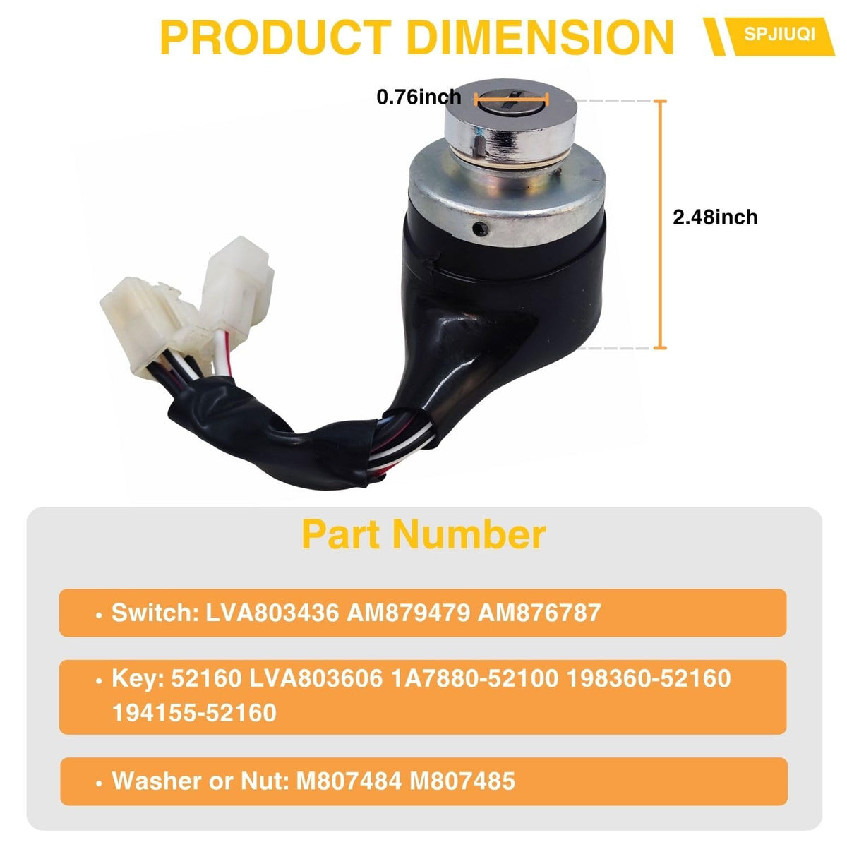 SPJIUQI Starter Ignition Key Switch for John Deere