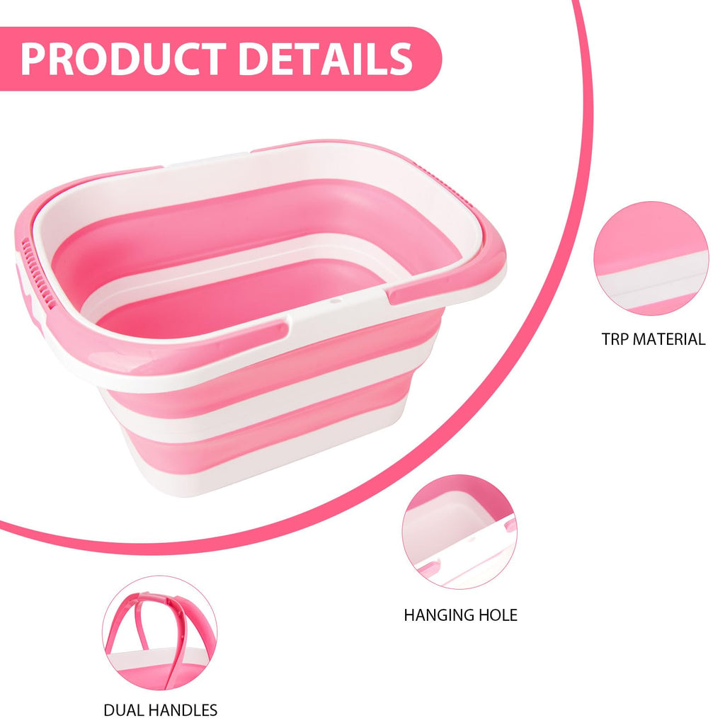 Collapsible Mop Bucket 4.2 Gallon(16L)-Pink White