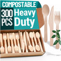 Disposable Wooden Cutlery Set - 300pcs