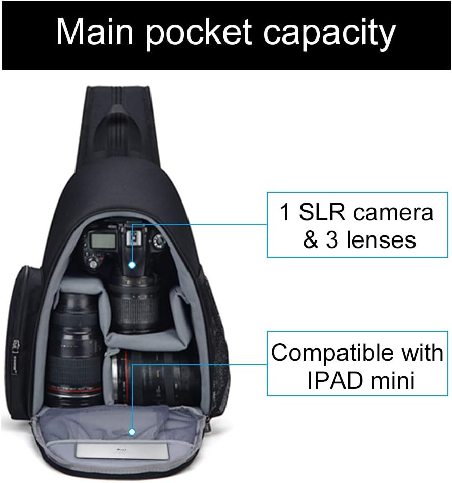 Camera Bag Sling Backpack, Camera Case Backpack with Tripod Holder for DSLR/SLR Mirrorless Cameras (Canon Nikon Sony