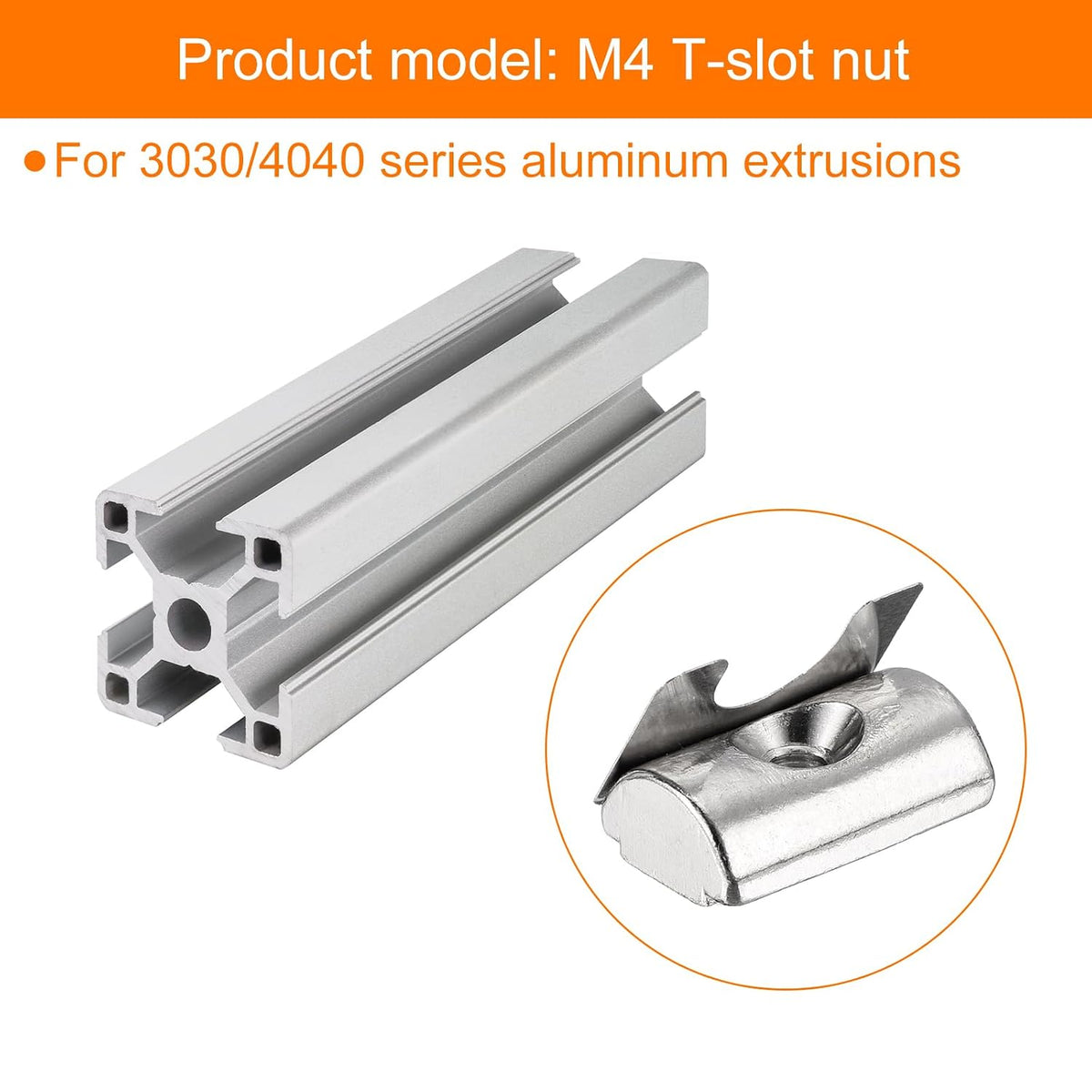 uxcell 30Pcs M4 T Nut Roll in Spring T Nut 3030/4040 Series W/Spring Sheet