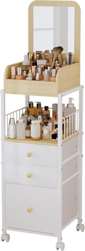 Makeup Cart Organizer with Mirror, Floor Makeup Organizer Large