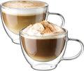 Double Walled Glass Coffee Mug 12 oz Latte Cappuccino Cups Set of 2