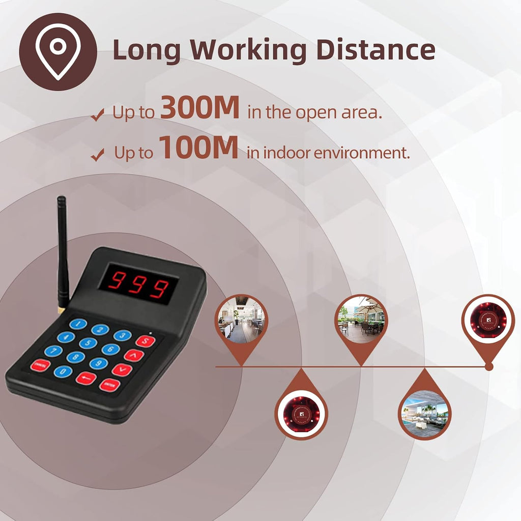 T119 Beeper Pager for Restaurant, Order Ready Buzzer, 10 Pagers