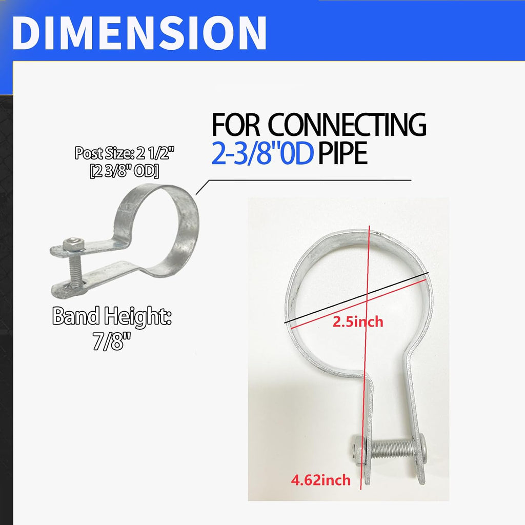 2-3/8" Tension Band for Chain Link Fence,Heavy Duty Chain Link Brace Band Use for attaching Chain Link Fence Rails