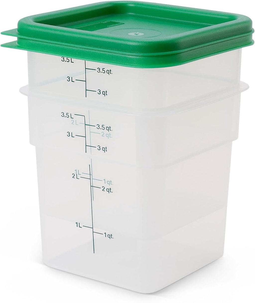 Food Storage Container with Lid (Microwave Safe and BPA-Free) - 2 Pack - Classic Series Square with Green Lid - 4 QT