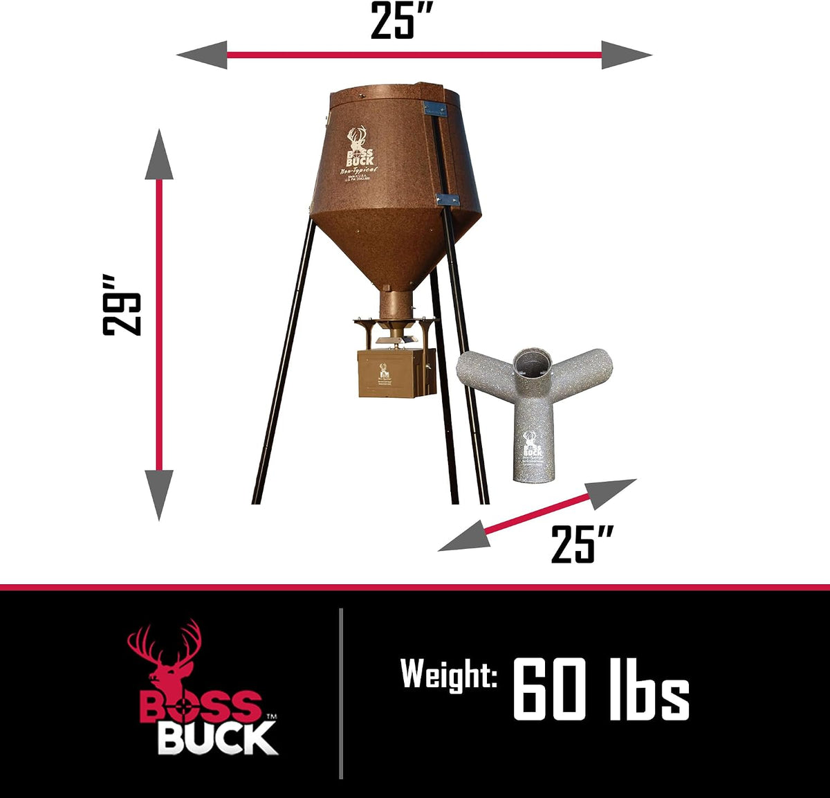 200 LB Deer Feeder/Hunting Durable Lightweight Plastic UV Protected Waterproof Game Feeder with Protein 3 Feed Tubes
