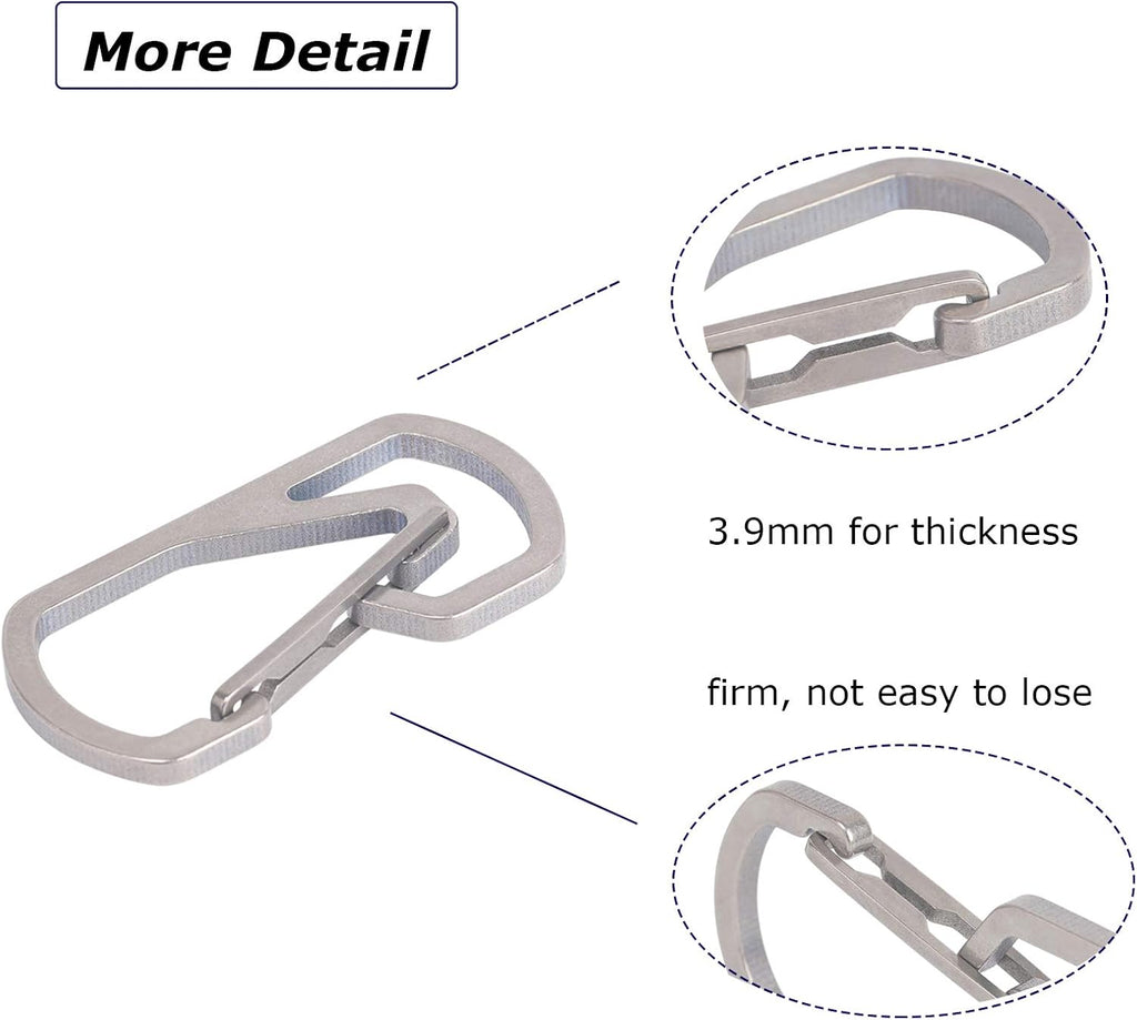 Ultralight Titanium Keychain Carabiner Clip, Heavy Duty EDC Key Ring Holder for Belt Loop, Quick Release Utility