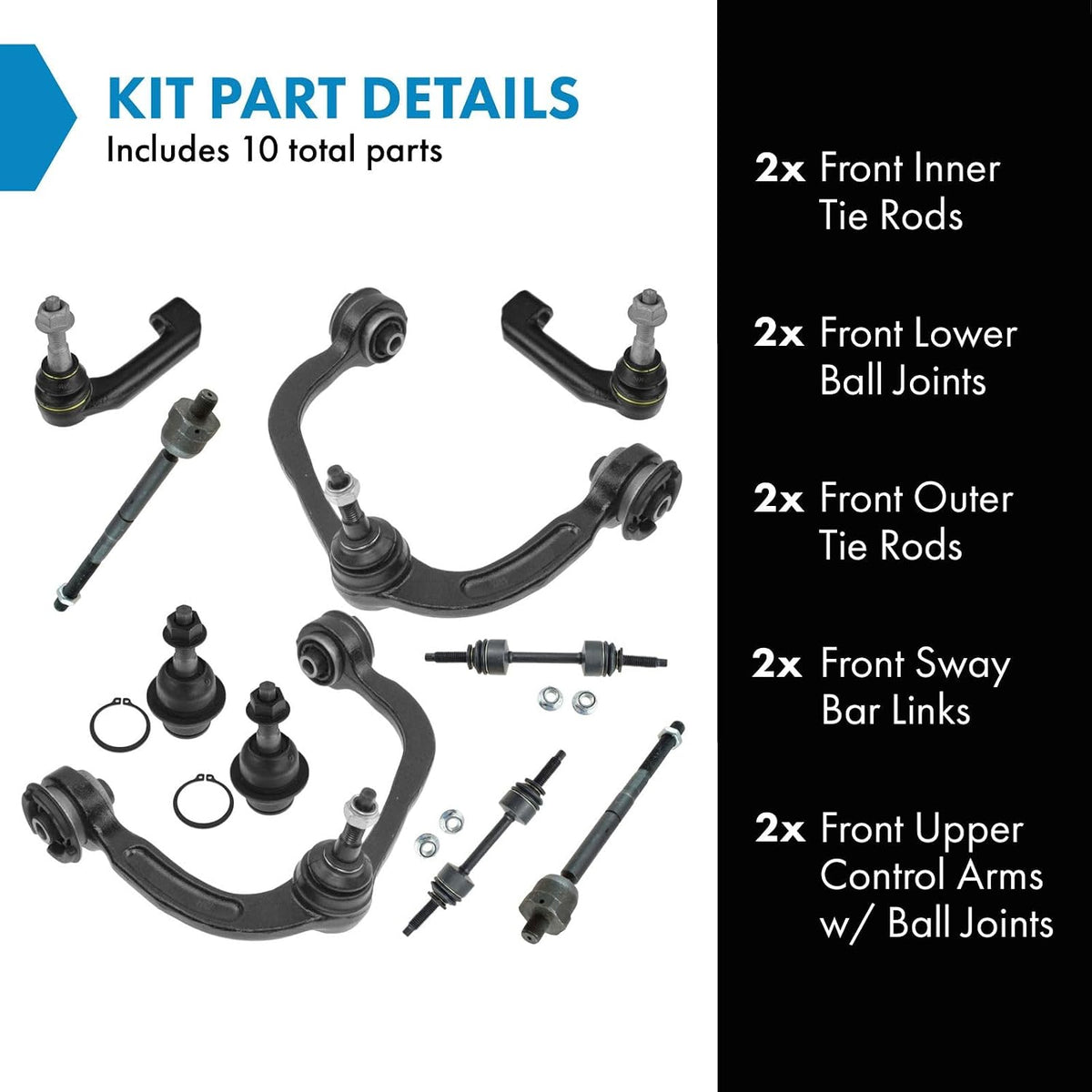 TRQ Front Steering & Suspension Kit Ball Joint Control Arm with Ball Joint