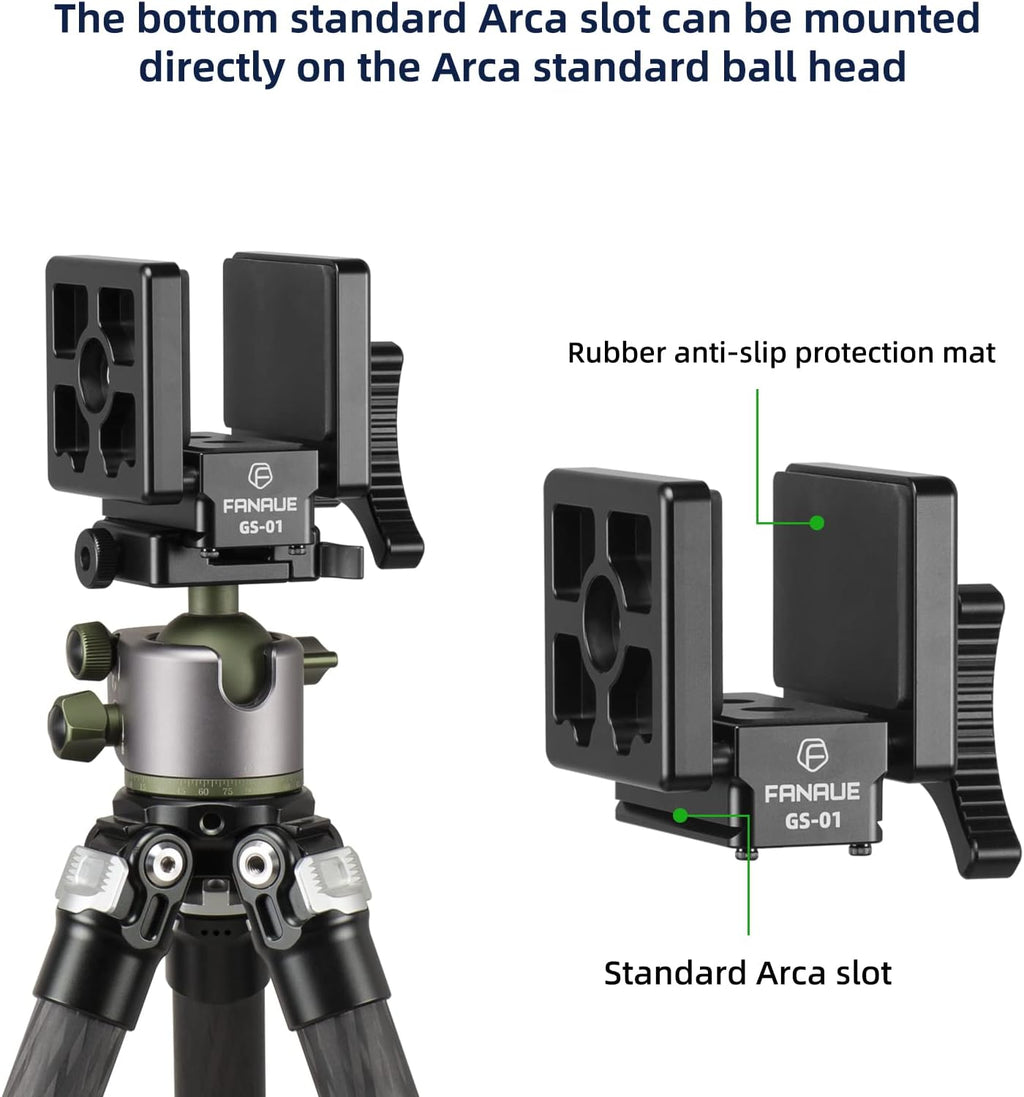 GS-01Arca Swiss Rifle Saddle Mount, Hunting Tripod Clamp with Quick Release Plate, Shooting Tripod Rest, Enhanced