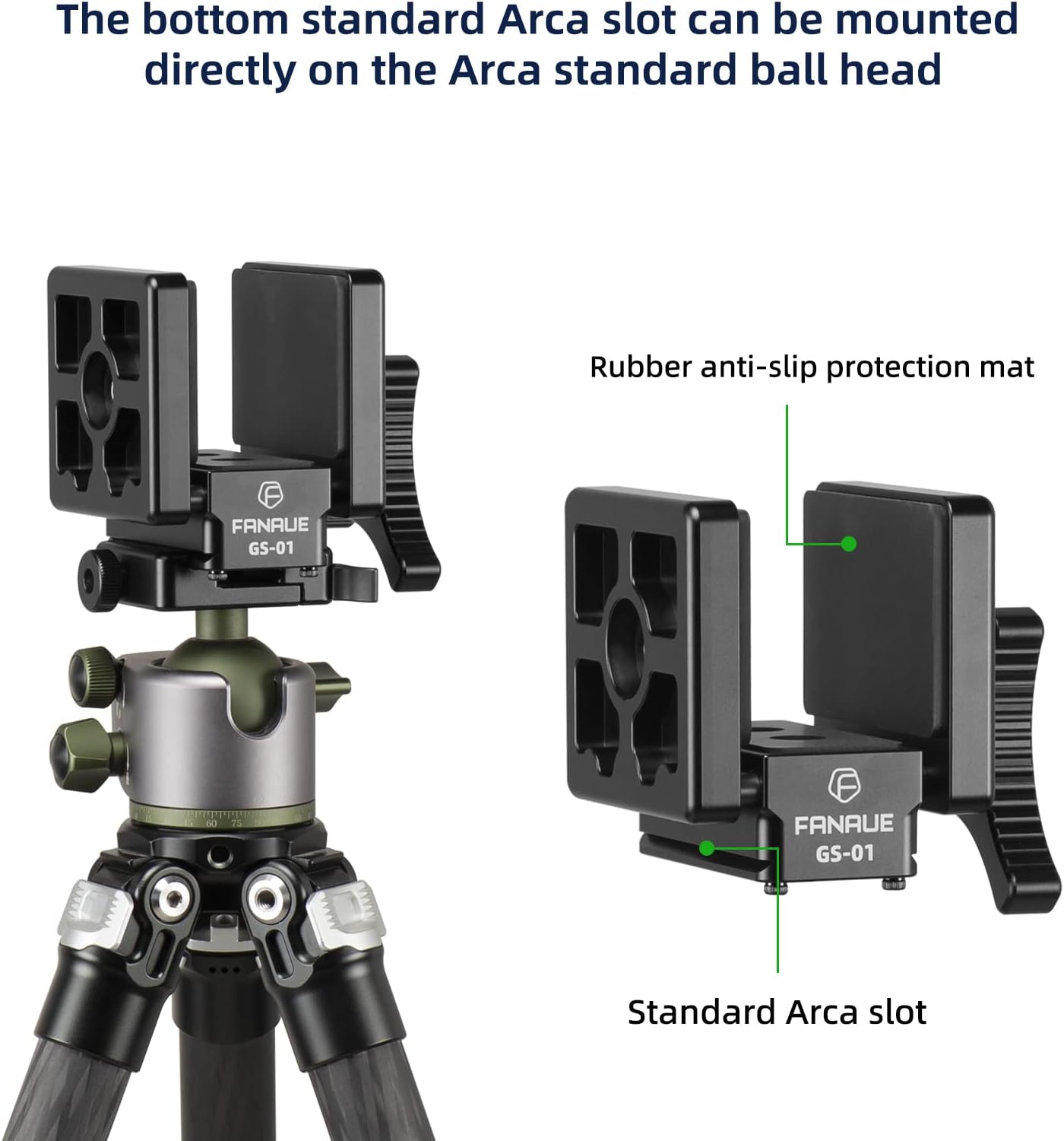 GS-01Arca Swiss Rifle Saddle Mount, Hunting Tripod Clamp with Quick Release Plate, Shooting Tripod Rest, Enhanced