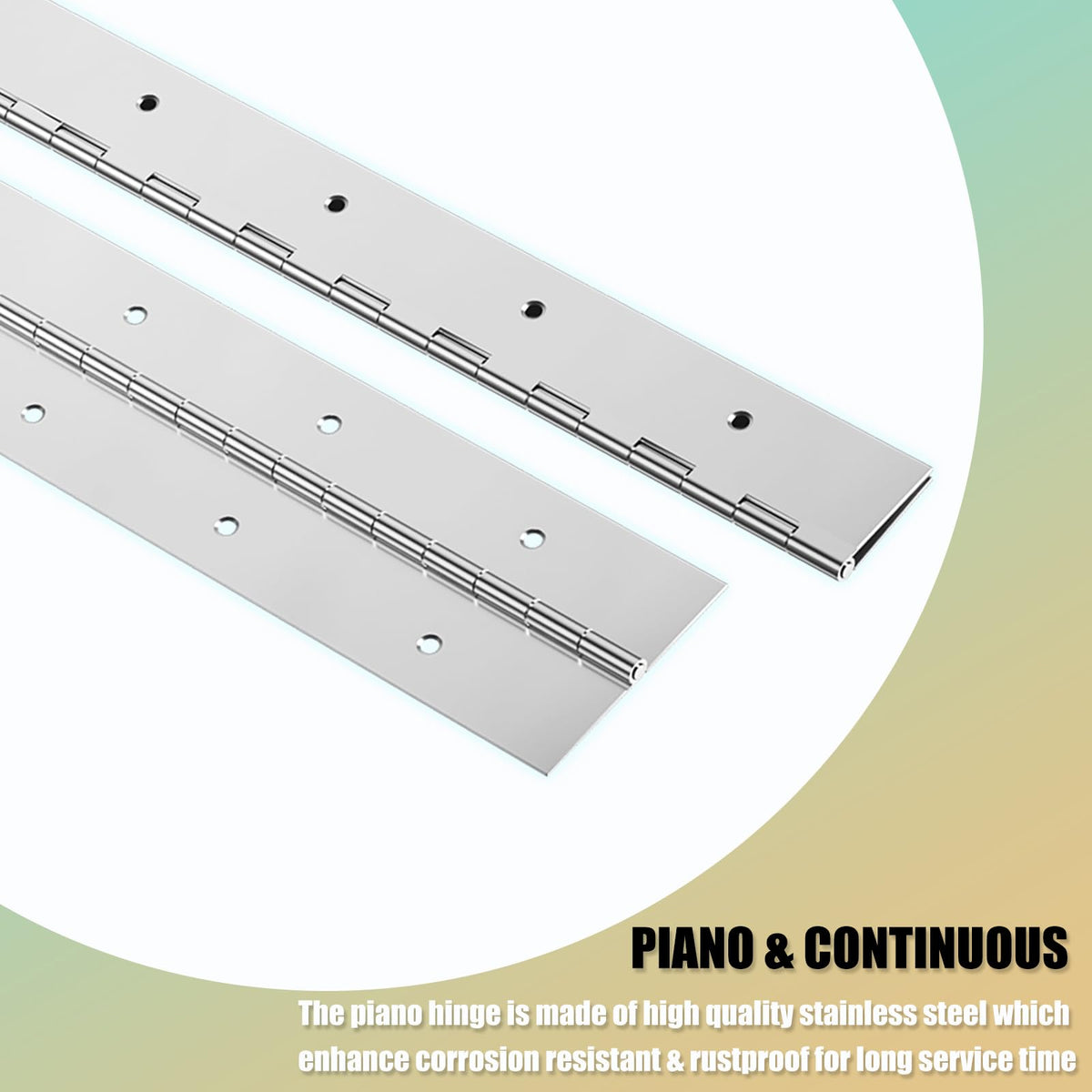 12" Piano Hinge, 4PCS Stainless Steel Continuous Piano Hinge-Silver