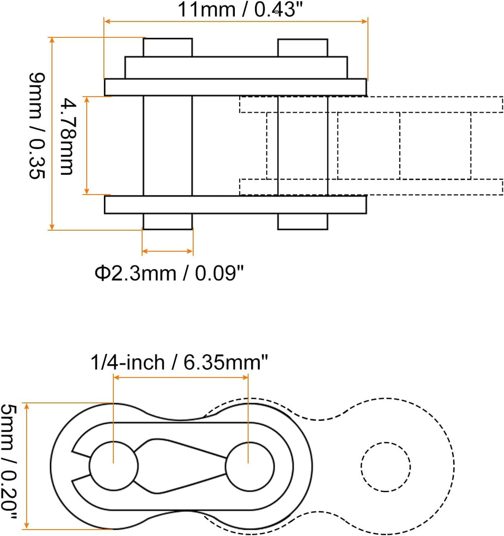 uxcell 6Pcs #25 Chain Master Connector Link Roller 1/4" Pitch Stainless Steel Standard Connecting Split Links for 04C Chain