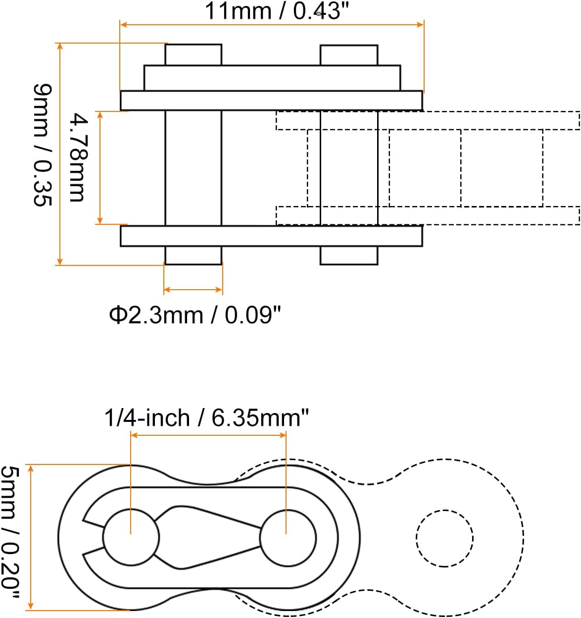 uxcell 6Pcs #25 Chain Master Connector Link Roller 1/4" Pitch Stainless Steel Standard Connecting Split Links for 04C Chain