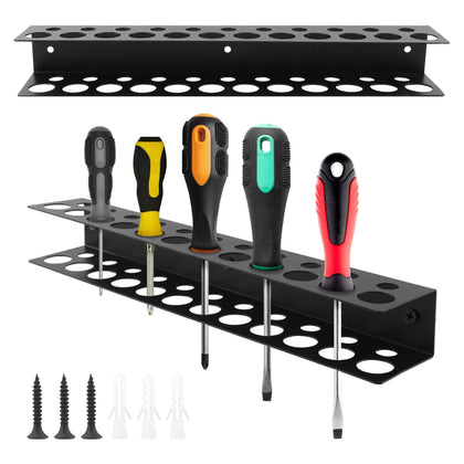 12.6" Screwdriver Holder Wall Mount with 23 Holes, Hand Tools Organizer, Heavy Duty Metal Utility Storage Rack for