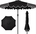 9ft Patio Market Umbrella with Scallop Trim, UV-Fade-Resistant 210g Canopy, Crank & Tilt, Wind Vent, Heavy-Duty Frame