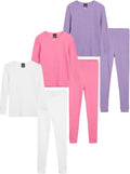 Girls Thermal Underwear Set 6 Piece Waffle Knit Thermal Long Johns | Cozy Warm Base Layer, Soft Stretch Fabric Traps