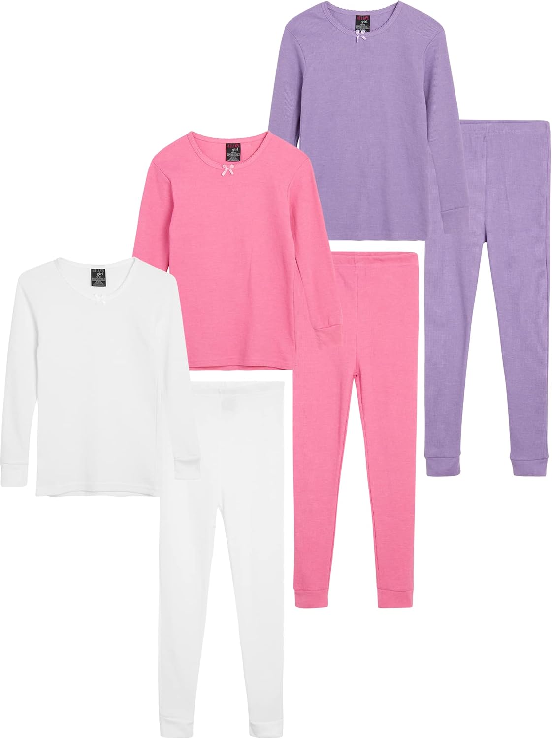 Girls Thermal Underwear Set 6 Piece Waffle Knit Thermal Long Johns | Cozy Warm Base Layer, Soft Stretch Fabric Traps