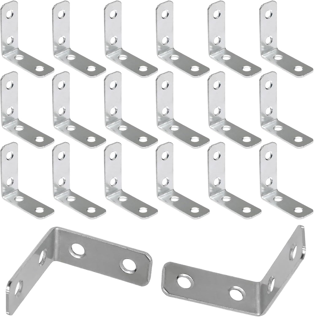 L Bracket Corner Braces 1.5 Inch, Zinc Plated, 20PCS