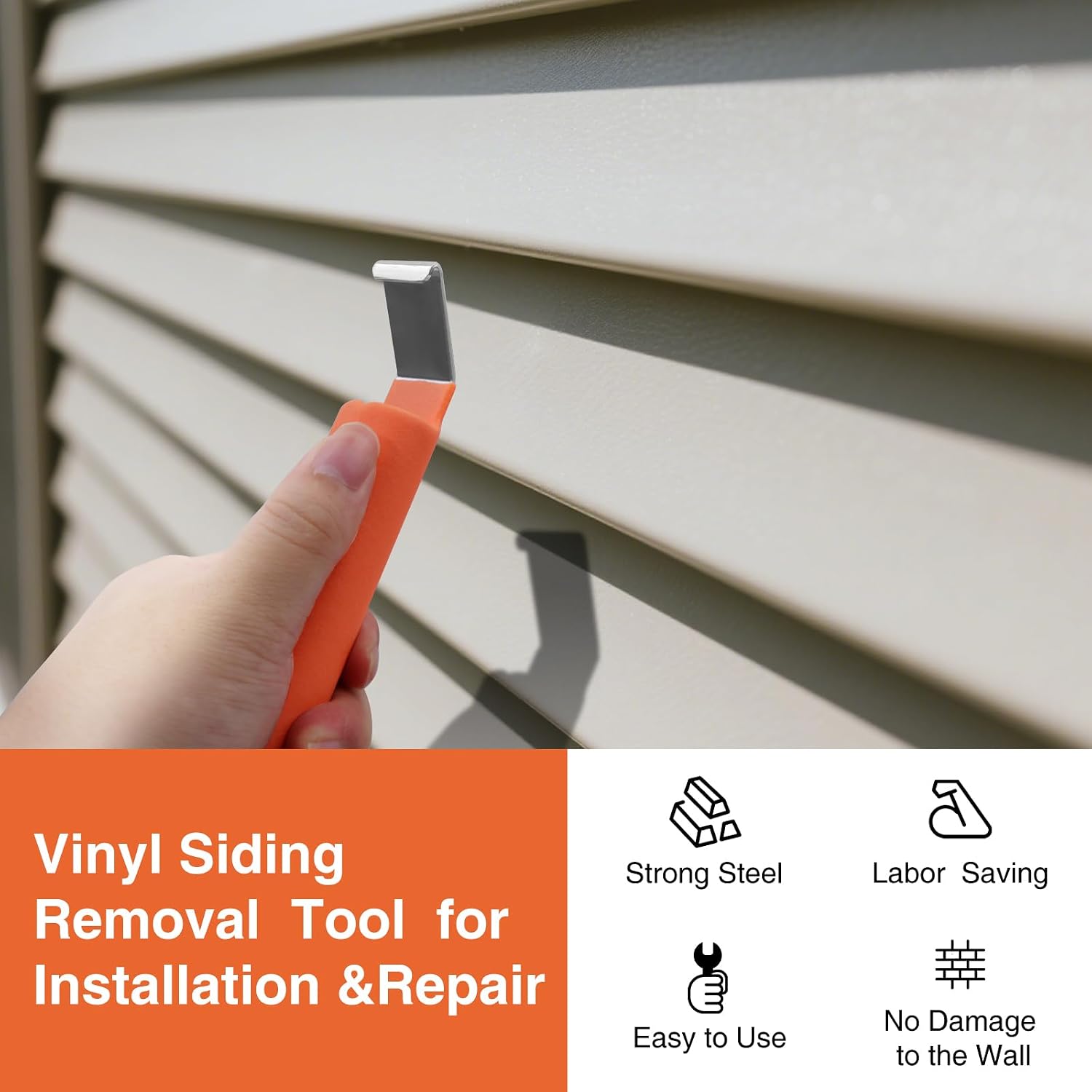 Vinyl Siding Removal Tool for Installation and Repair – Steel Blade, Extra Long Non-Slip Handle, Vinyl Siding Tools