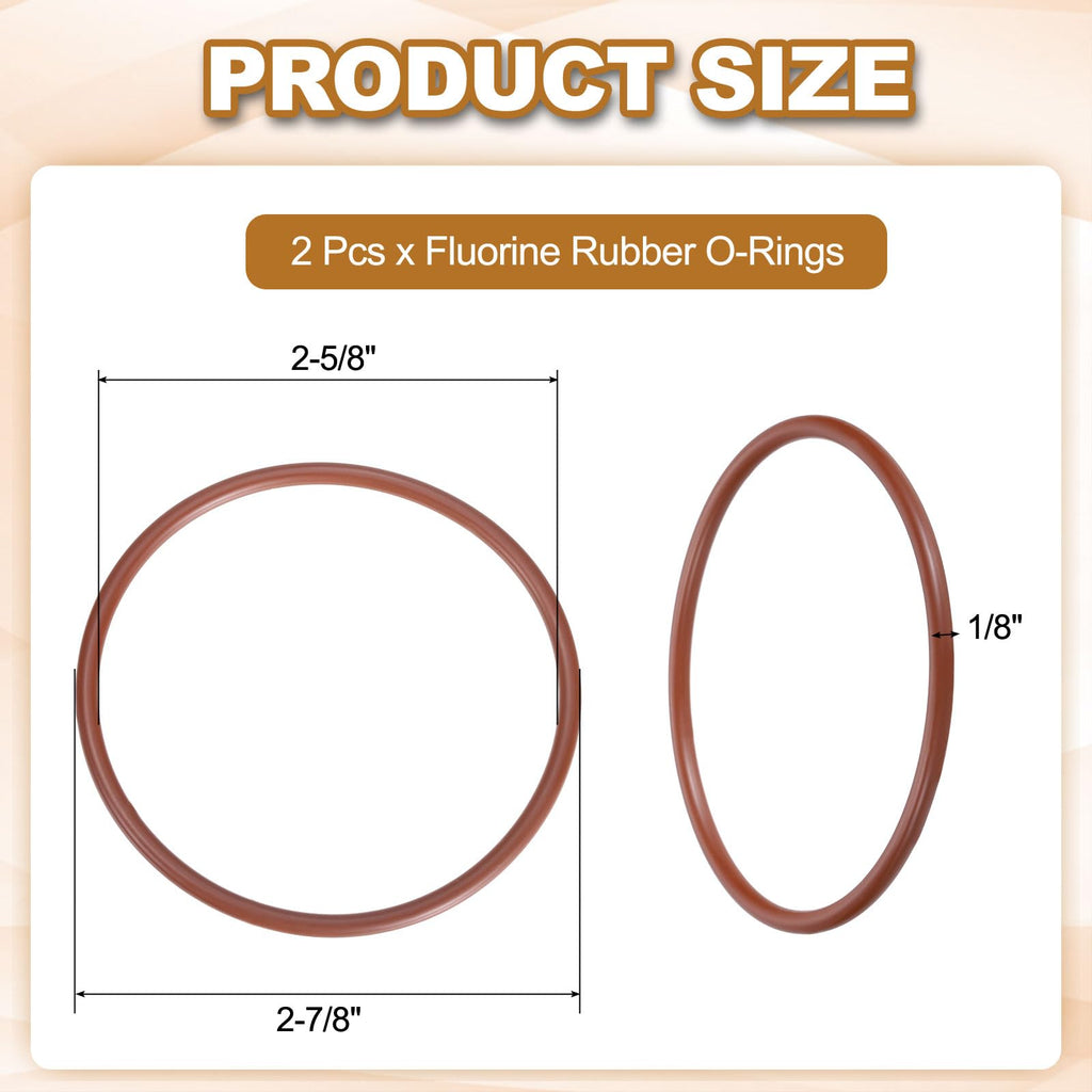 MECCANIXITY 2Pcs AS-231 O-Rings, 2-5/8" ID 2-7/8" OD 1/8" Width, Brown