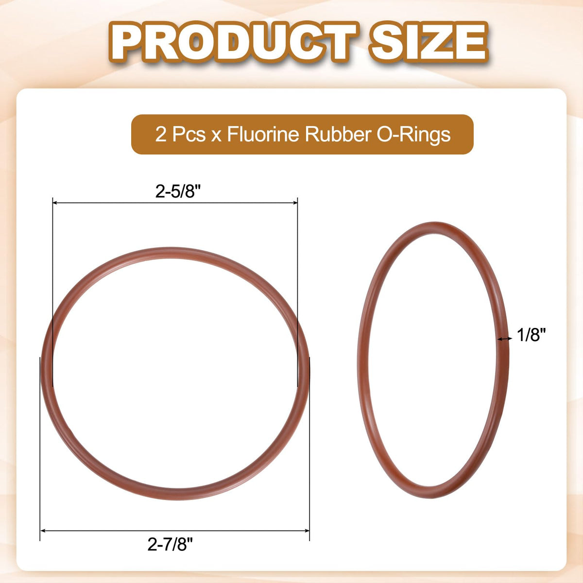 MECCANIXITY 2Pcs AS-231 O-Rings, 2-5/8" ID 2-7/8" OD 1/8" Width, Brown