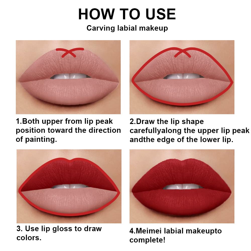 2Pcs Dark Oxblood Red Matte Lip Liner and Lipstick Combo Lip Gloss Stains Pencil Makeup Set Women Long Lasting 24