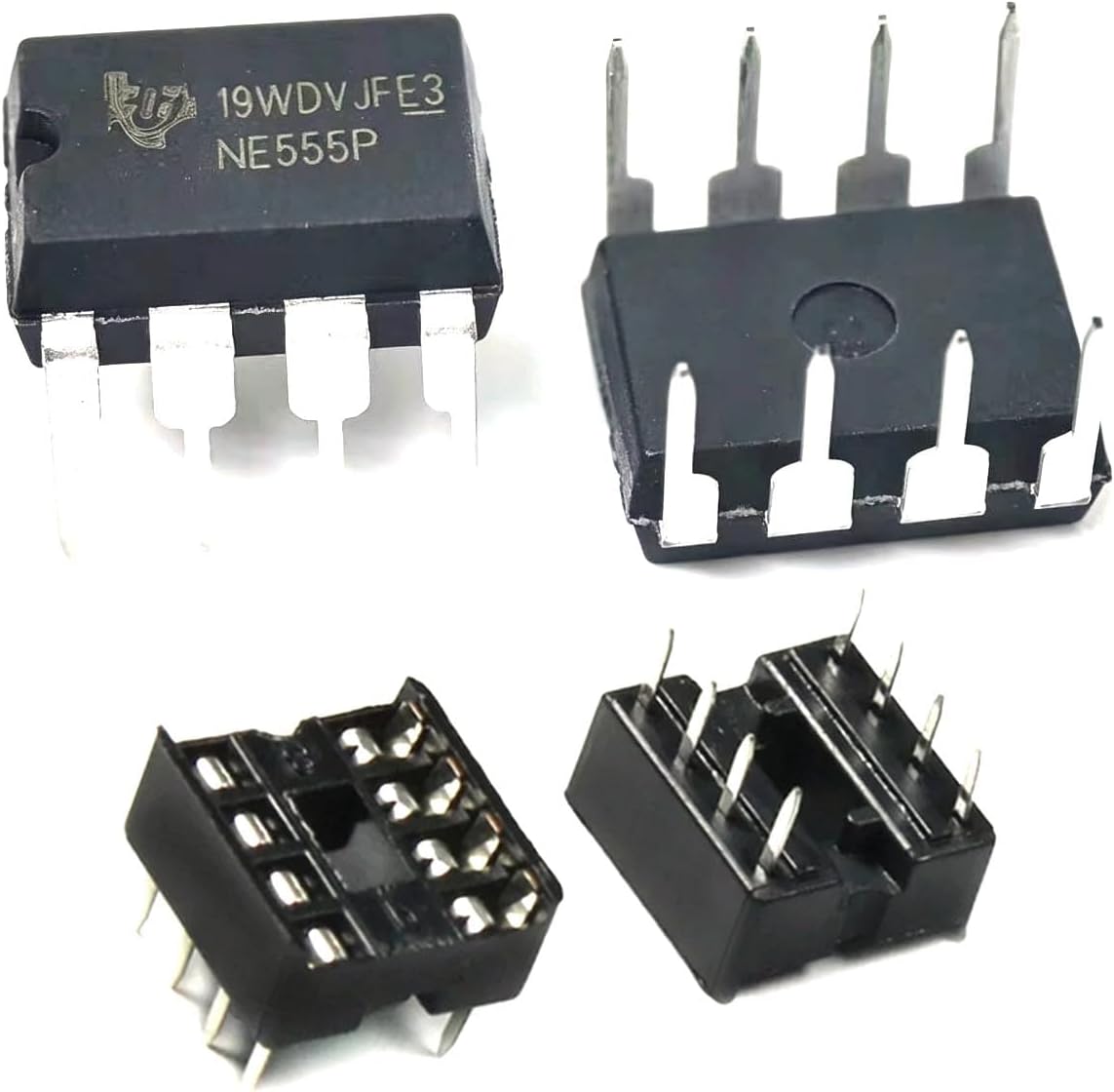 555 Timer Single High-Precision Timer IC NE555 NE555P NE555N Pulse Generator DIP-8 (10 Pcs) + 8 Pin DIP Socket (10 Pcs)