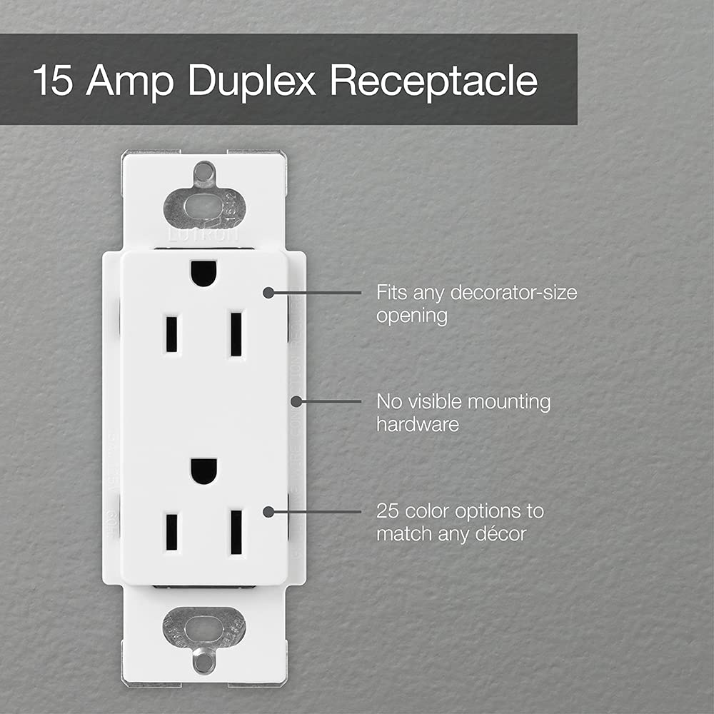 CAR-15-WH Electrical Outlet, 15A Claro Decorator Receptacle - White