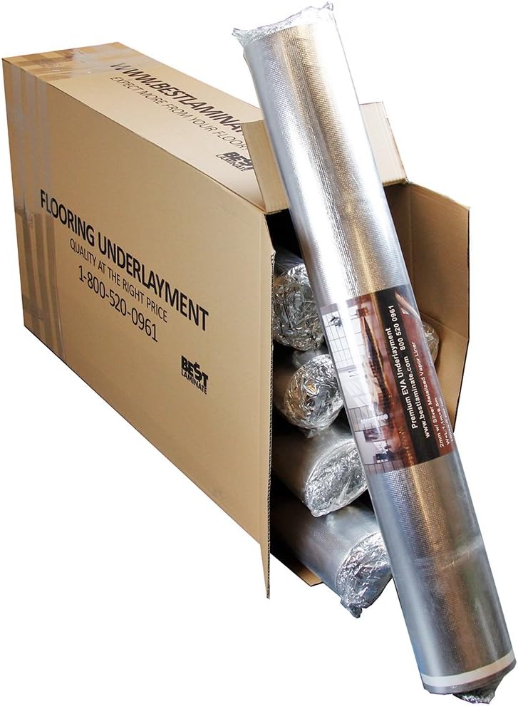 Vapor Barrier Flooring Underlayment - 3in1 Silent Padding - 2mm w/Overlap and Tape Attached - IIC 65 - Bestlaminate