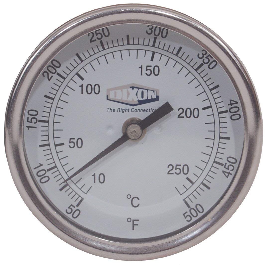 Dixon 30040104 Model 30 Bi-Metal Thermometer 1/2" MNPT CBM, 3" Face, 4" Stem, 4"
