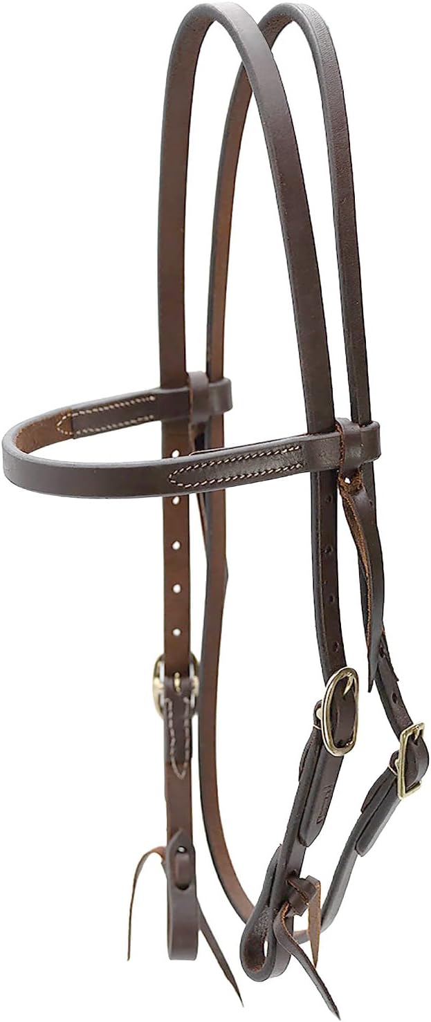 LuxeLeather Heavy Oiled Leather Western Horse Headstall, Adjustable Harness Leather Bridle Tack for Riding, Training