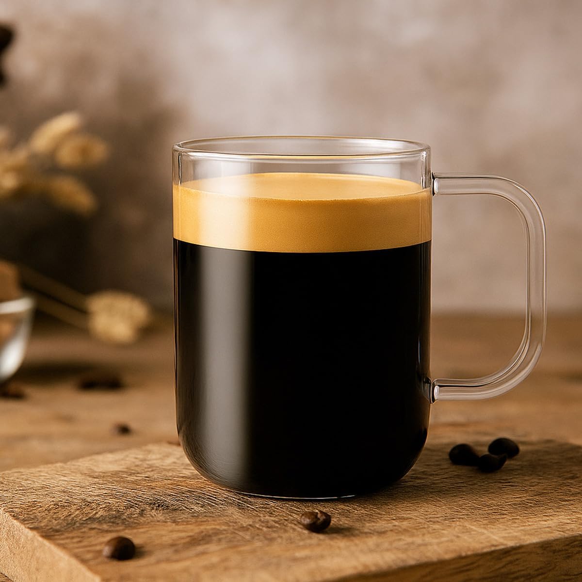 20oz Glass Coffee Mugs Set of 2, Clear Borosilicate Cups with Handle