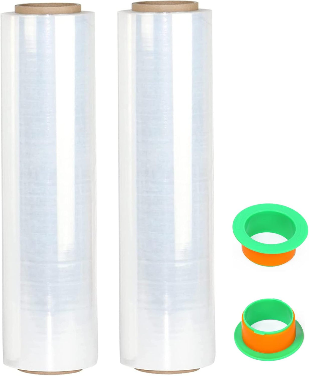 2-Pack Clear Stretch Wrap 18" x 1000 Feet 80 Gauge Industrial Strength with Plastic Handle, Plastic Pallet Supplies