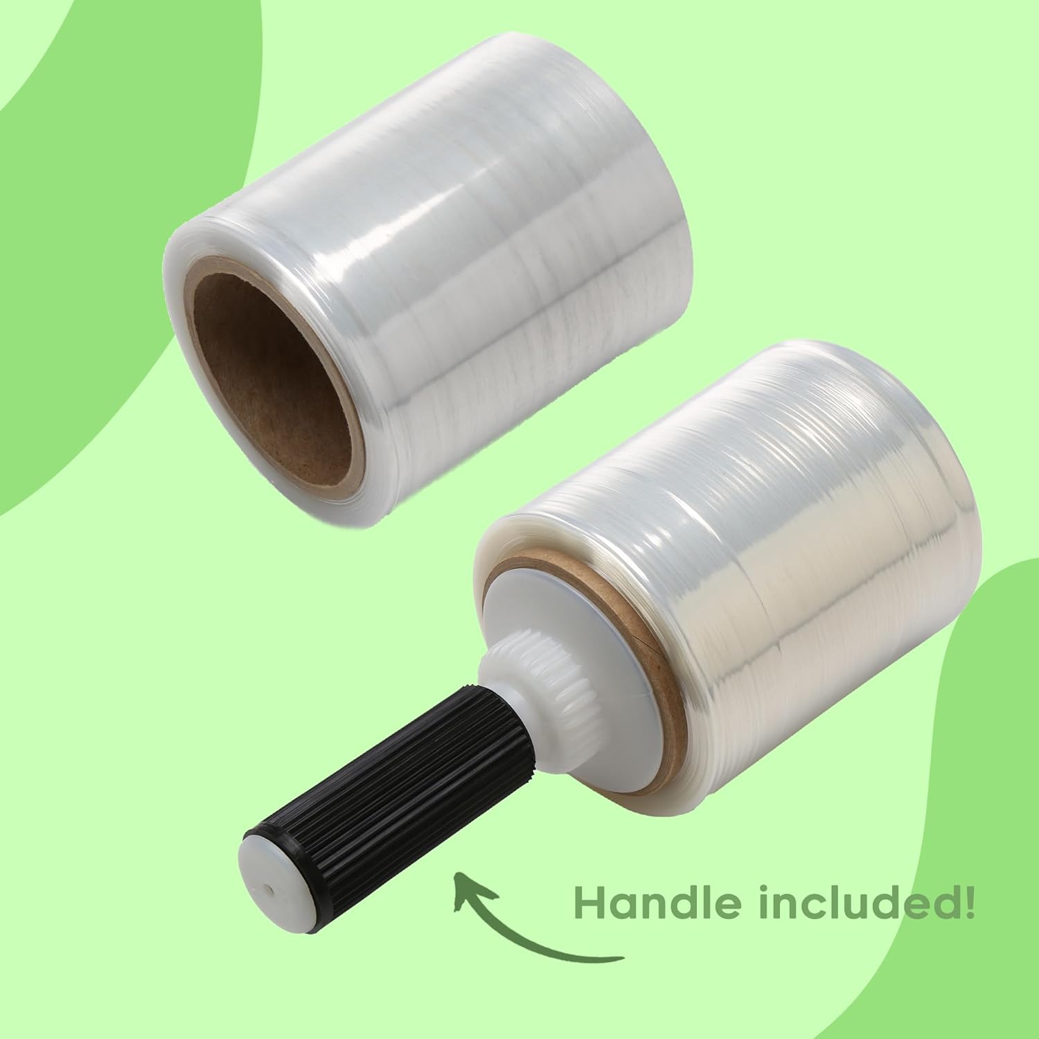 5" x 1,000 ft Clear Hand Stretch Wrap with Reusable Handle Included - 12 Rolls | Standard-Duty Film for Pallet
