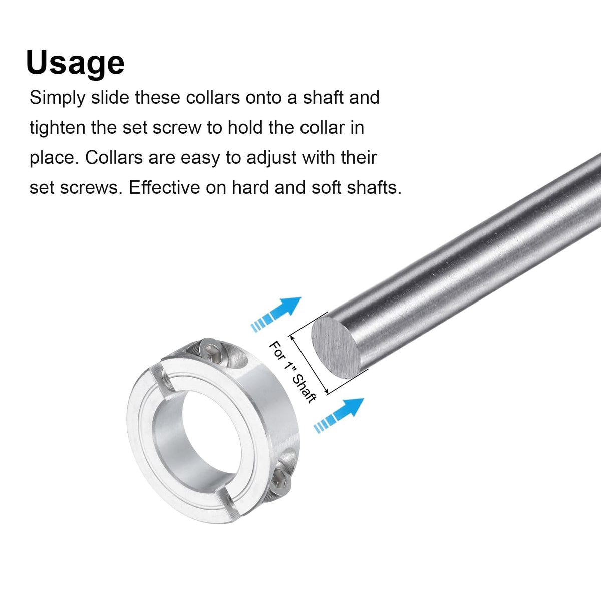 uxcell 2Pcs Double Split Clamp-On Shaft Collar 1" Bore, Aluminum Alloy