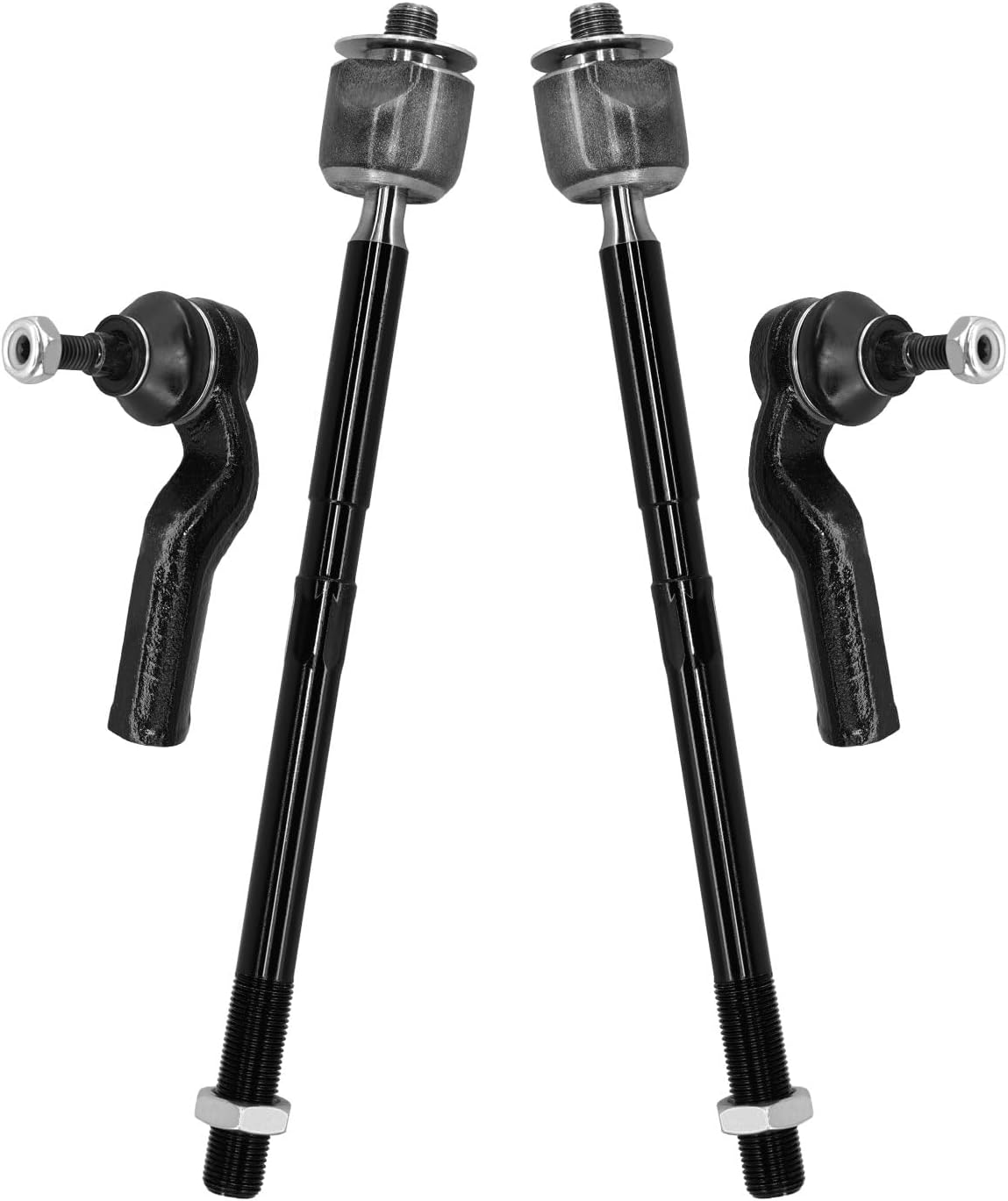 4Pcs Front Steering Inner Outer Tie Rod Ends Kit